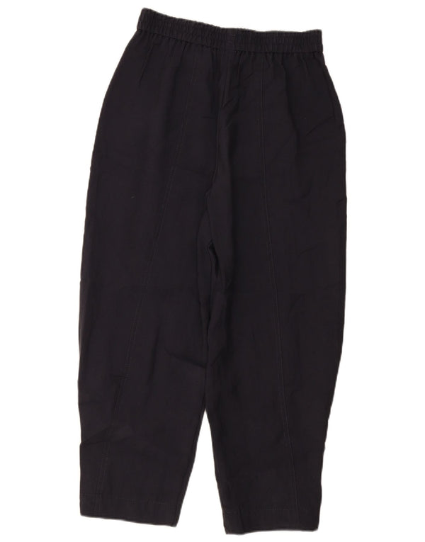 Zara Womens Tapered Cropped Trousers Small W26 L23 Navy Blue Viscose