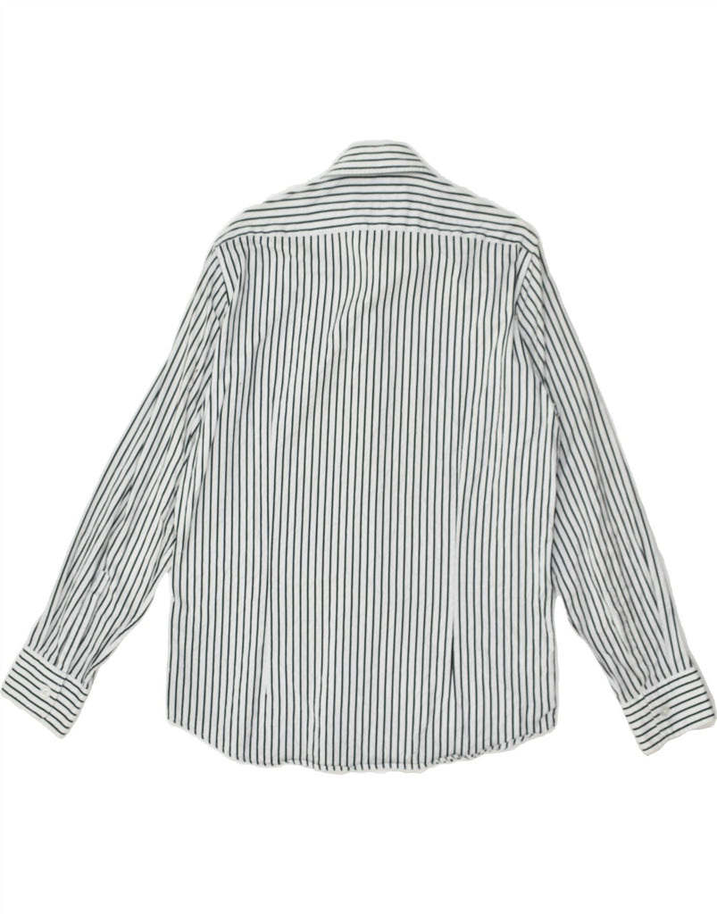 HUGO BOSS Mens Slim Fit Shirt Large White Striped Cotton | Vintage Hugo Boss | Thrift | Second-Hand Hugo Boss | Used Clothing | Messina Hembry 