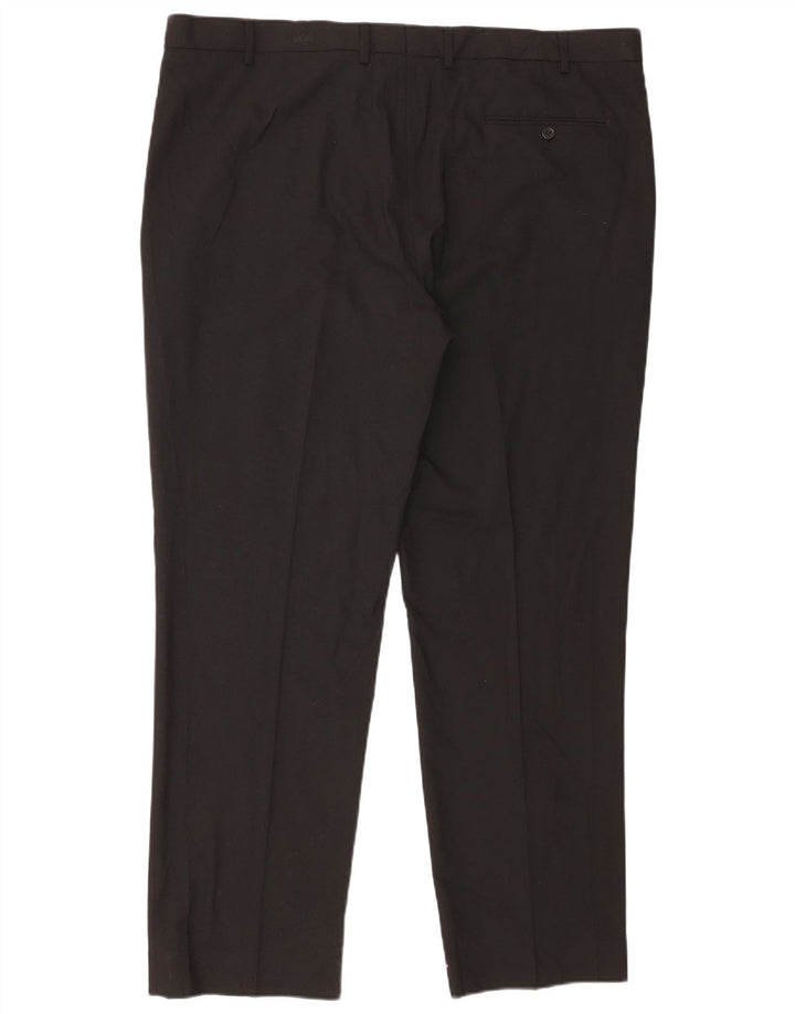 Marks & Spencer Mens Regular Fit Suit Trousers W42 L31 Black Polyester