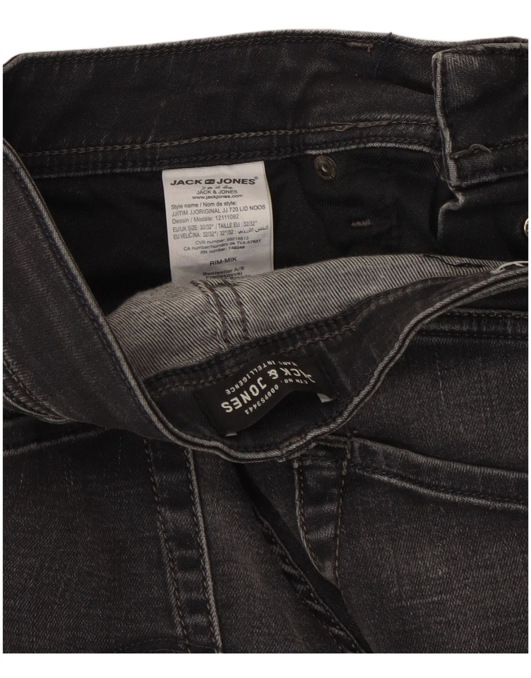 Jack & Jones Mens Tim Slim Jeans W32 L32 Black Cotton