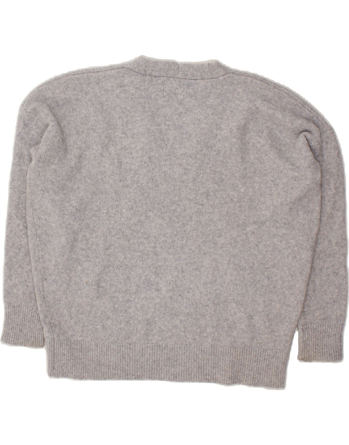 SUPERDRY Womens Oversized V-Neck Jumper Sweater UK 8 Small Grey Polyester Vintage Superdry and Second-Hand Superdry from Messina Hembry 