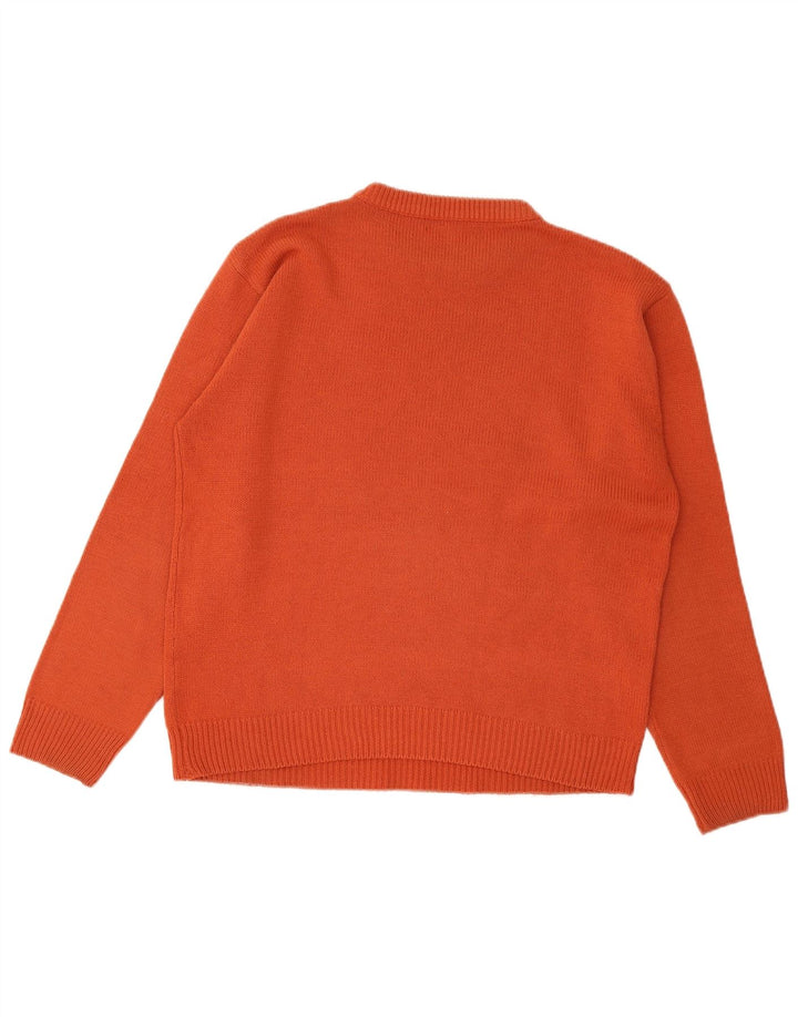 Tommy Hilfiger Mens Crew Neck Jumper Sweater Large Orange Acrylic