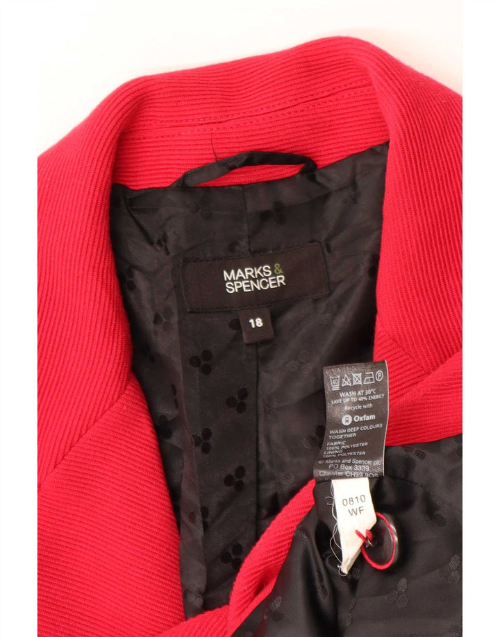 Marks & Spencer Womens 1 Button Blazer Jacket UK 18 XL Red Polyester