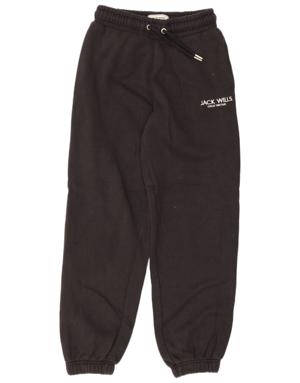 Jack Wills Womens Tracksuit Trousers Joggers UK 8 Small Black Cotton