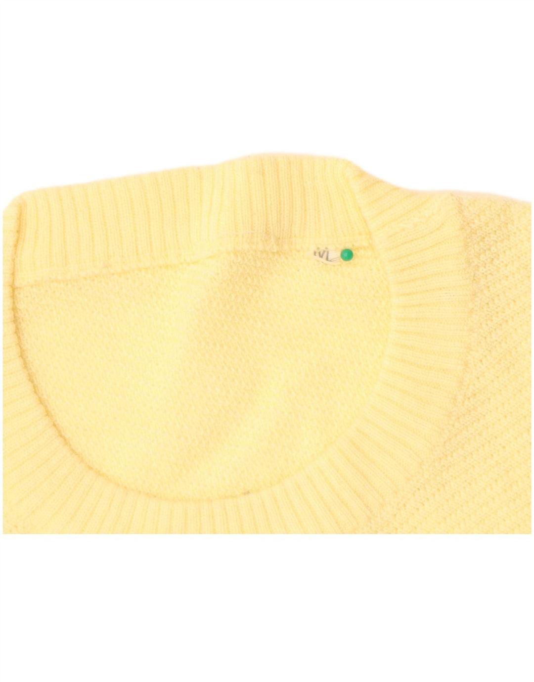 VINTAGE Womens Crew Neck Jumper Sweater UK 14 Medium Yellow Wool