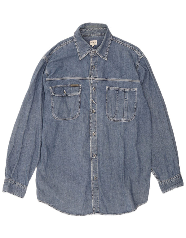 Calvin Klein Mens Denim Shirt Large Blue Cotton