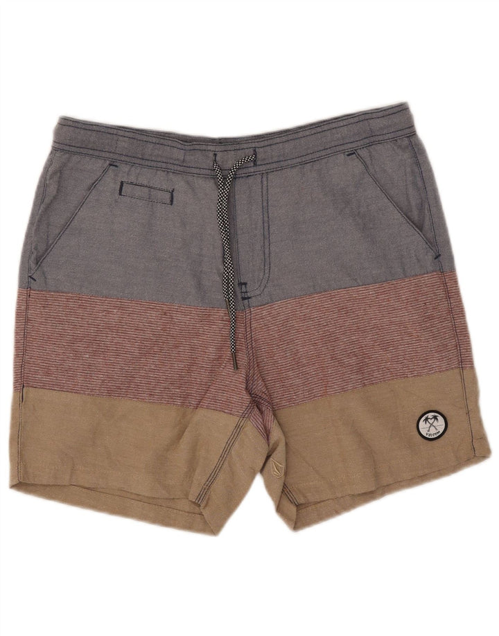 Volcom Mens Casual Shorts W32 Medium Multicoloured Colourblock Cotton