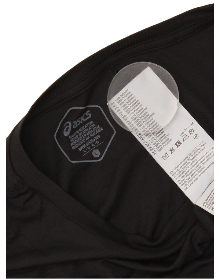 Asics Mens T-Shirt Top Large Black Polyester