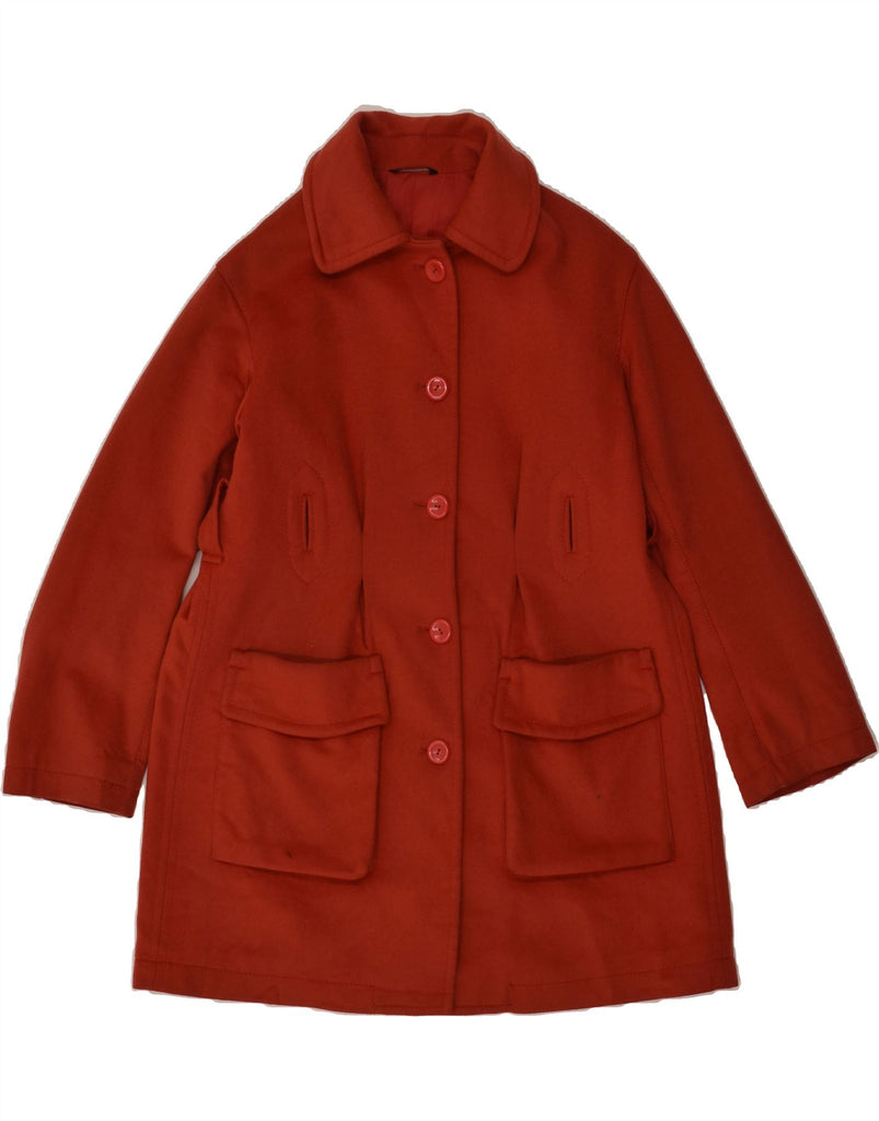 STEFANEL Womens Loose Fit Overcoat IT 42 Medium Red Virgin Wool | Vintage Stefanel | Thrift | Second-Hand Stefanel | Used Clothing | Messina Hembry 