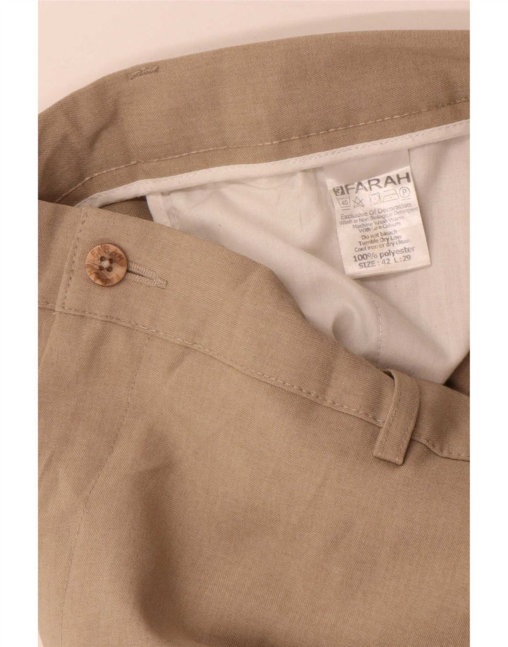 Farah Mens Straight Chino Trousers W42 L29 Beige Polyester