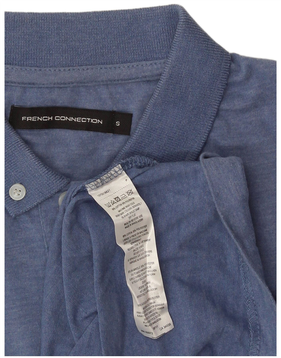 French Connection Mens Graphic Polo Shirt Small Navy Blue Flecked Cotton