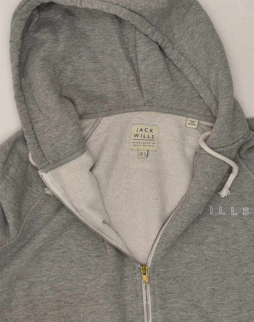 JACK WILLS Womens Zip Hoodie Sweater UK 12 Medium Grey Cotton | Vintage Jack Wills | Thrift | Second-Hand Jack Wills | Used Clothing | Messina Hembry 