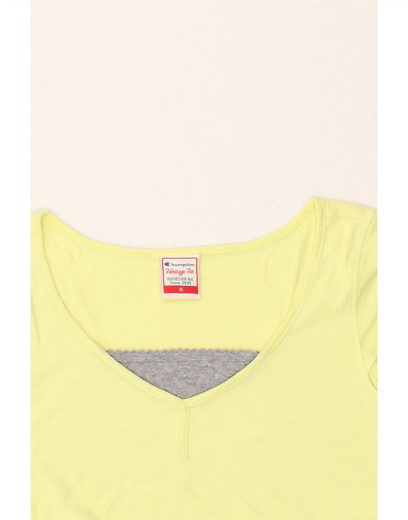 CHAMPION Womens Blouse Top UK 12 Medium Yellow | Vintage Champion | Thrift | Second-Hand Champion | Used Clothing | Messina Hembry 