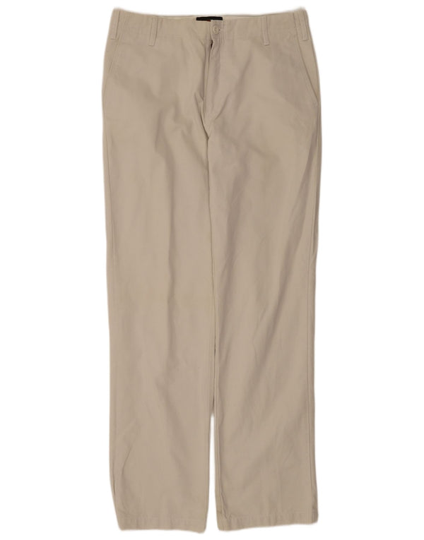 Zara Mens Straight Chino Trousers EU 42 Large W32 L34 Beige Cotton