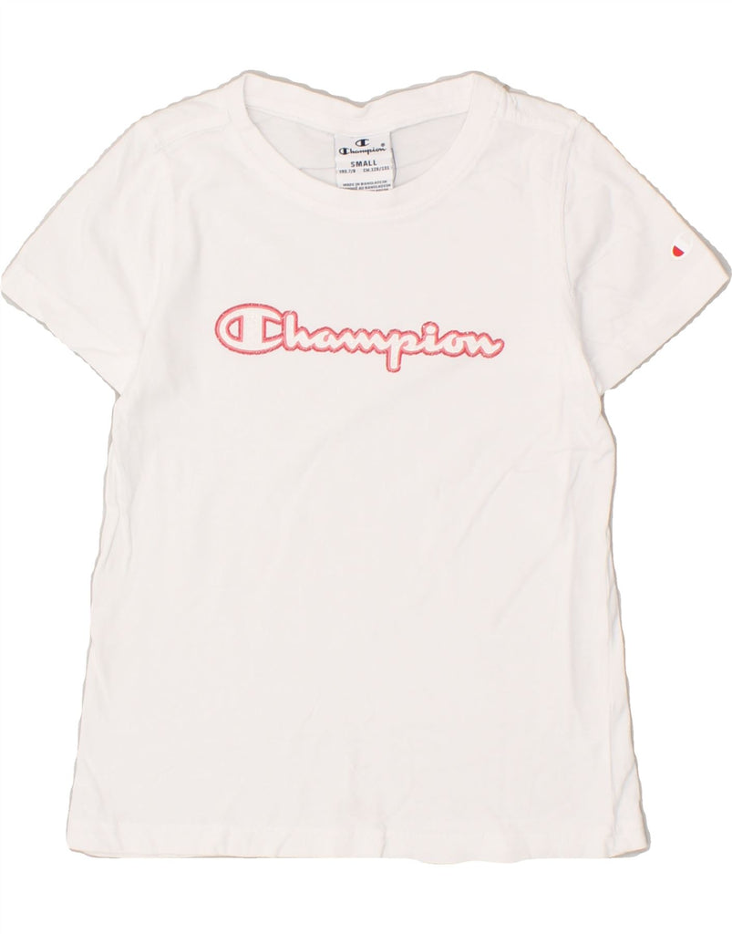 CHAMPION Girls Graphic T-Shirt Top 7-8 Years Small  White Vintage Champion and Second-Hand Champion from Messina Hembry 