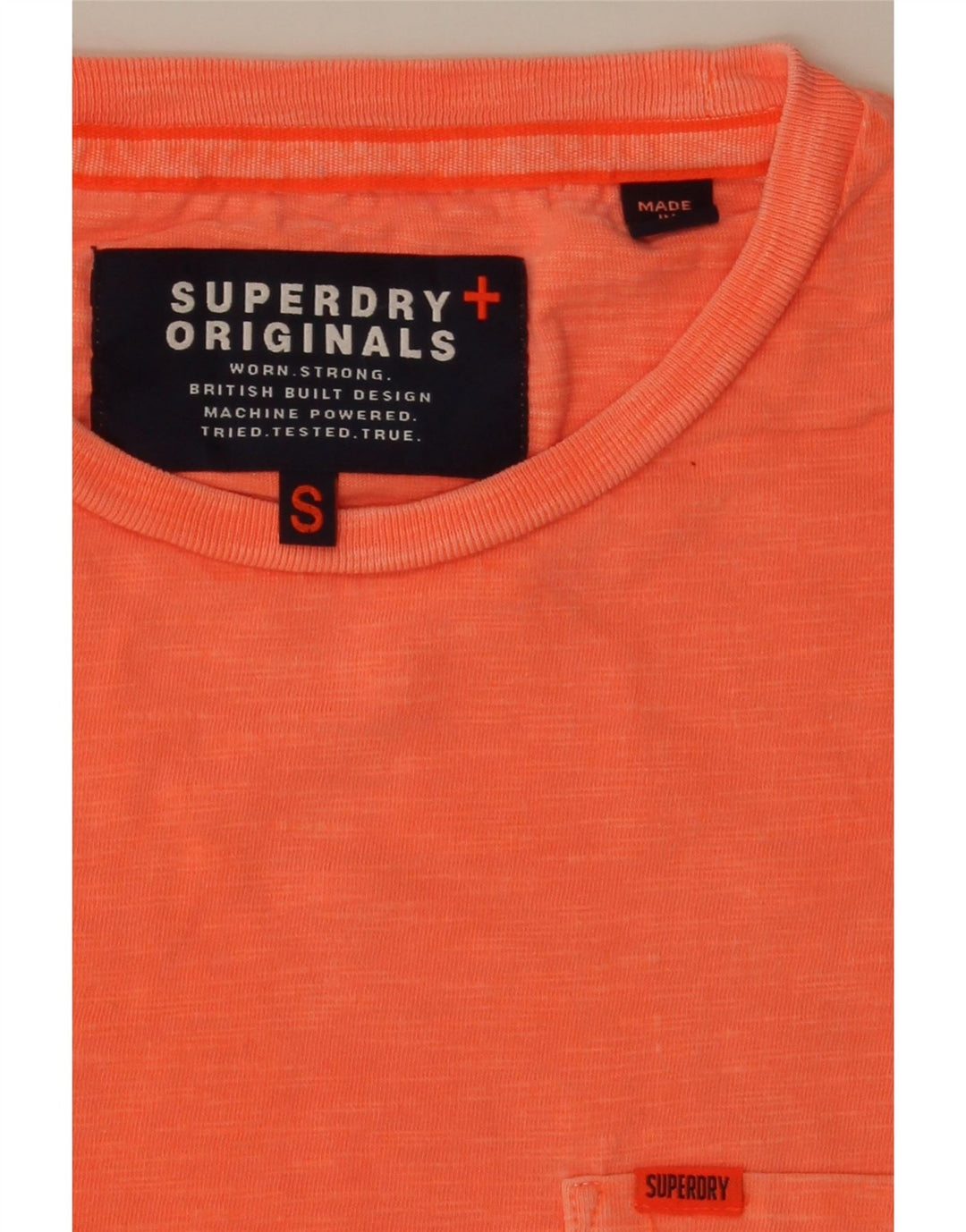 SUPERDRY Mens T-Shirt Top Small Orange Cotton Vintage Superdry and Second-Hand Superdry from Messina Hembry 