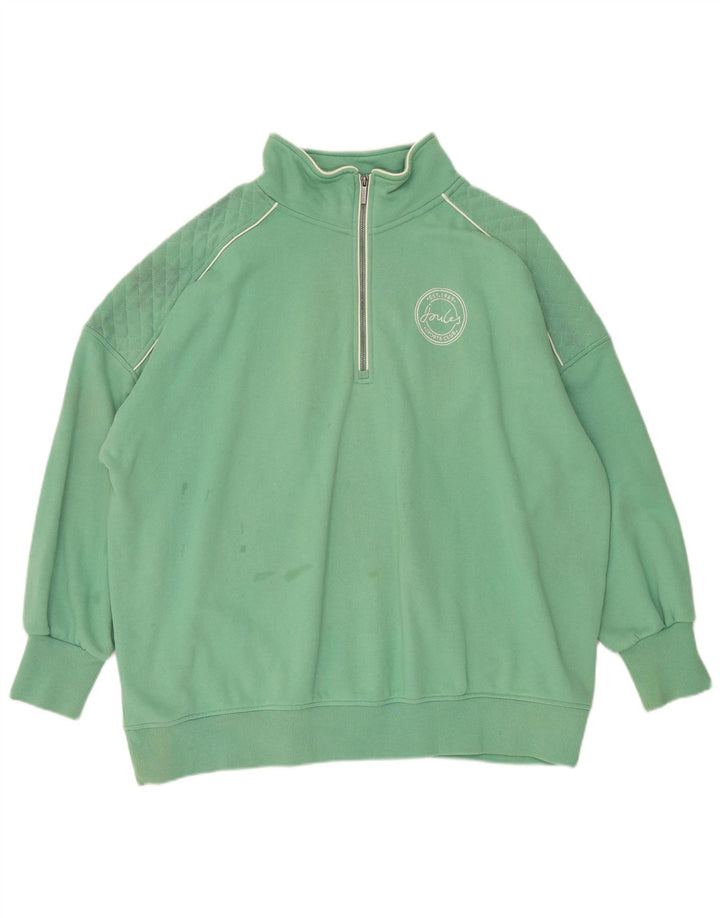 JOULES Womens Zip Neck Sweatshirt Jumper UK 26 5XL Green Cotton