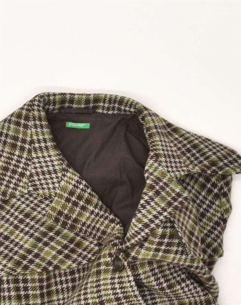 BENETTON Womens Overcoat IT 44 Medium Green Check Wool | Vintage Benetton | Thrift | Second-Hand Benetton | Used Clothing | Messina Hembry 