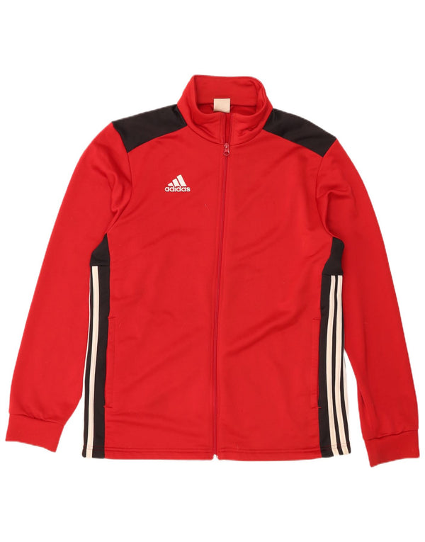 Adidas Mens Tracksuit Top Jacket Large Red Colourblock Polyester