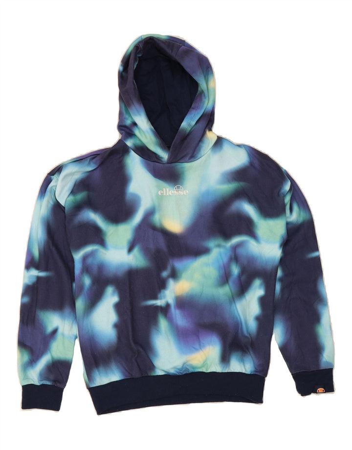 ELLESSE Boys Hoodie Jumper 12-13 Years Navy Blue Tie Dye Polyester Vintage Ellesse and Second-Hand Ellesse from Messina Hembry 