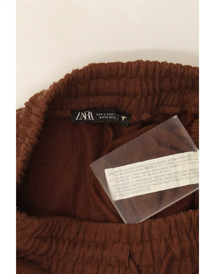 Zara Womens Tracksuit Trousers Joggers UK 8 Small  Brown Polyester
