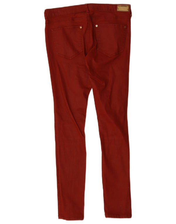 Zara Womens Skinny Casual Trousers EU 38 Small W28 L28 Red Cotton