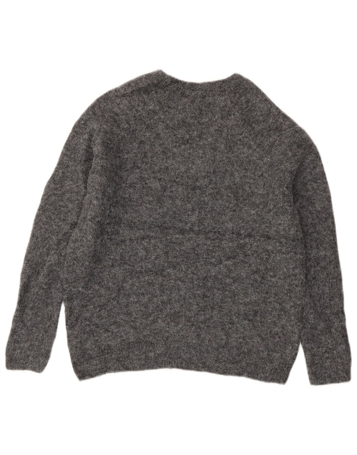 Marks & Spencer Womens Graphic Boat Neck Jumper Sweater UK 10 Small Grey