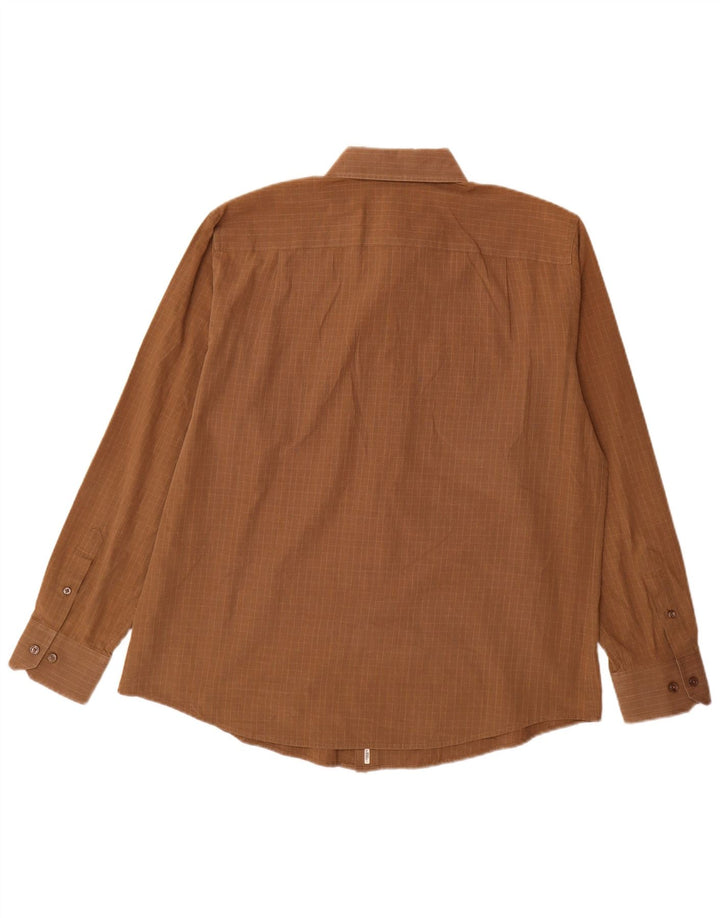Dockers Mens Shirt Size 16 16 1/2 Large Brown Gingham Cotton