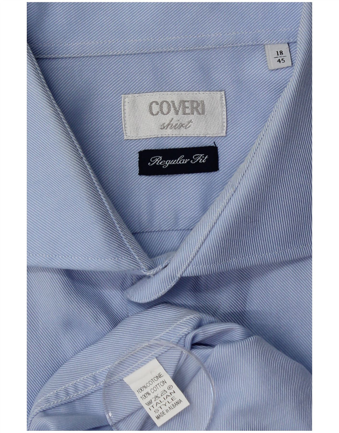 COVERI Mens Regular Fit Shirt Size 18 45 2XL Blue Cotton