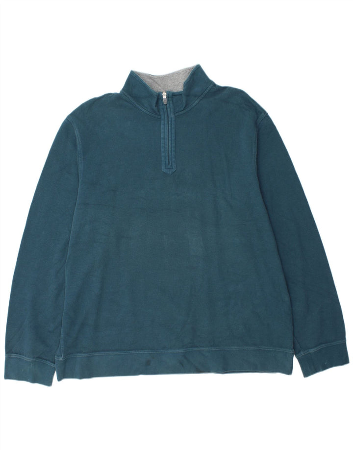 IZOD Mens Zip Neck Sweatshirt Jumper 2XL Blue Cotton