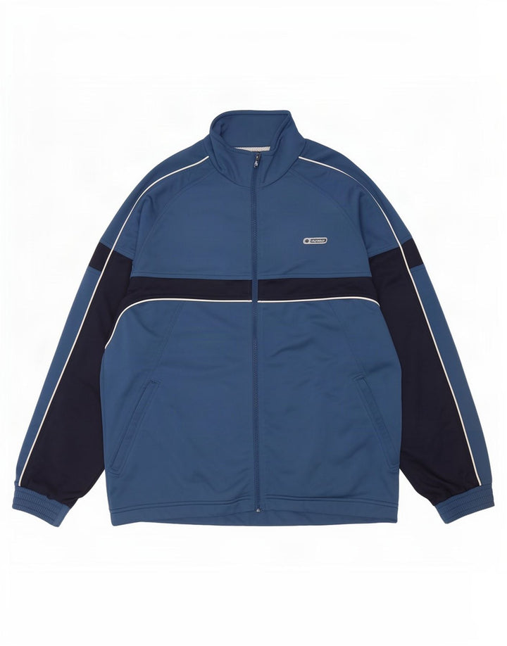 Lotto Mens Tracksuit Top Jacket Large Navy Blue Colourblock Polyester