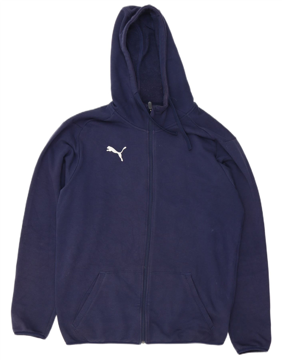 Puma Mens Zip Hoodie Sweater Medium Navy Blue Cotton