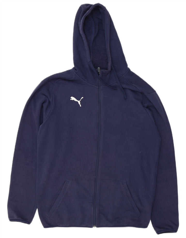 Puma Mens Zip Hoodie Sweater Medium Navy Blue Cotton