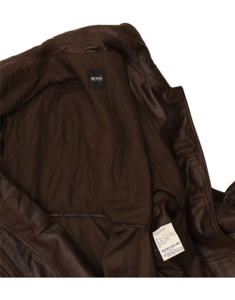 HUGO BOSS Mens Leather Jacket EU 52 XL Brown Leather Vintage Hugo Boss and Second-Hand Hugo Boss from Messina Hembry 