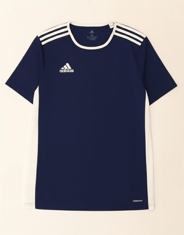 Adidas Mens Aeroready T-Shirt Top Medium Navy Blue Colourblock Polyester