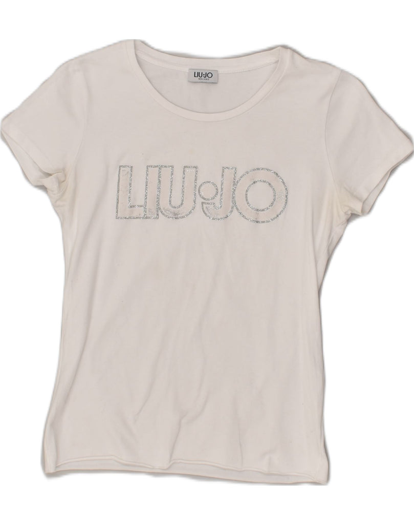 LIU JO Girls Milano Graphic T-Shirt Top 13-14 Years White | Vintage Liu Jo | Thrift | Second-Hand Liu Jo | Used Clothing | Messina Hembry 