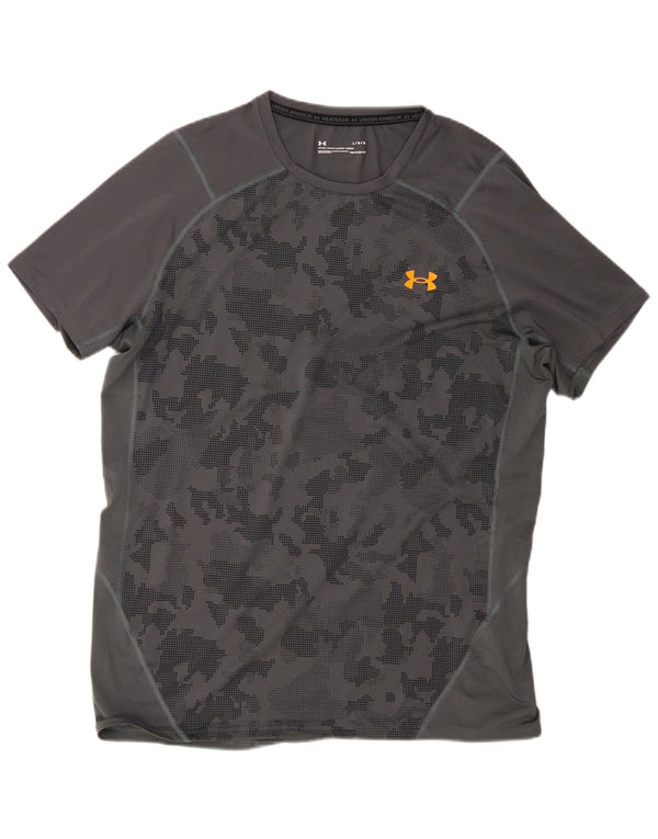 Under Armour Mens Heat Gear T-Shirt Top Large Grey Camouflage Polyester
