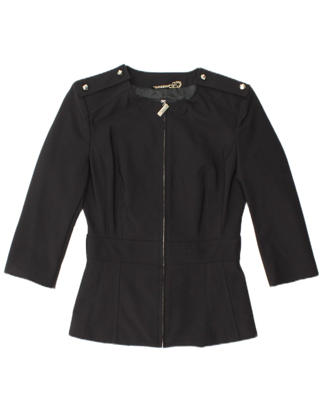 ELISABETTA FRANCHI Womens 3/4 Sleeve Blazer Jacket IT 42 Medium Black