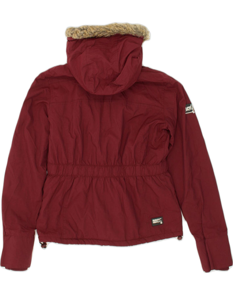 SUPERDRY Womens Hooded Windbreaker Jacket UK 14 Medium Burgundy Nylon | Vintage Superdry | Thrift | Second-Hand Superdry | Used Clothing | Messina Hembry 