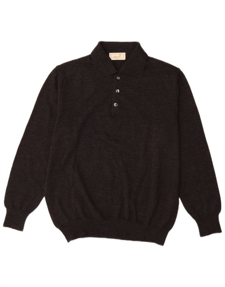 Idea Mens Polo Neck Jumper Sweater IT 50 Medium Grey Wool