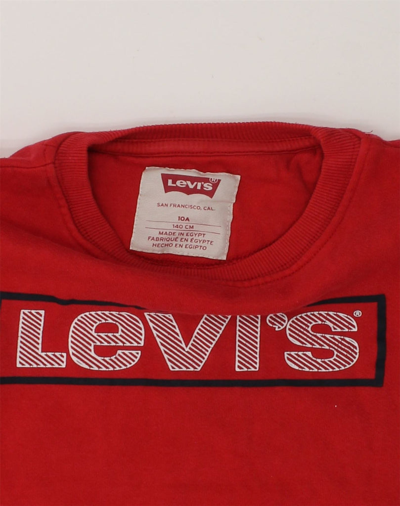 LEVI'S Boys Graphic Sweatshirt Jumper 9-10 Years Red Cotton | Vintage Levi's | Thrift | Second-Hand Levi's | Used Clothing | Messina Hembry 