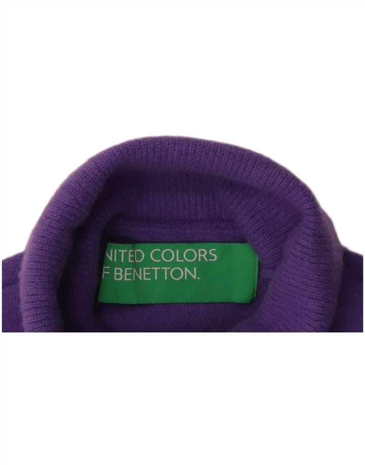 Benetton Womens Roll Neck Jumper Sweater UK 12 Medium Purple
