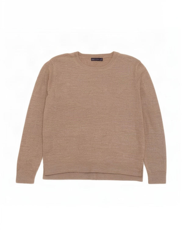Marks & Spencer Womens Boat Neck Jumper Sweater UK 18 XL Beige Acrylic