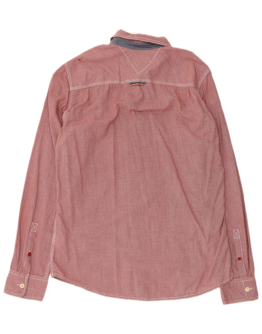 Tommy Hilfiger Mens Shirt Medium Red Houndstooth Cotton