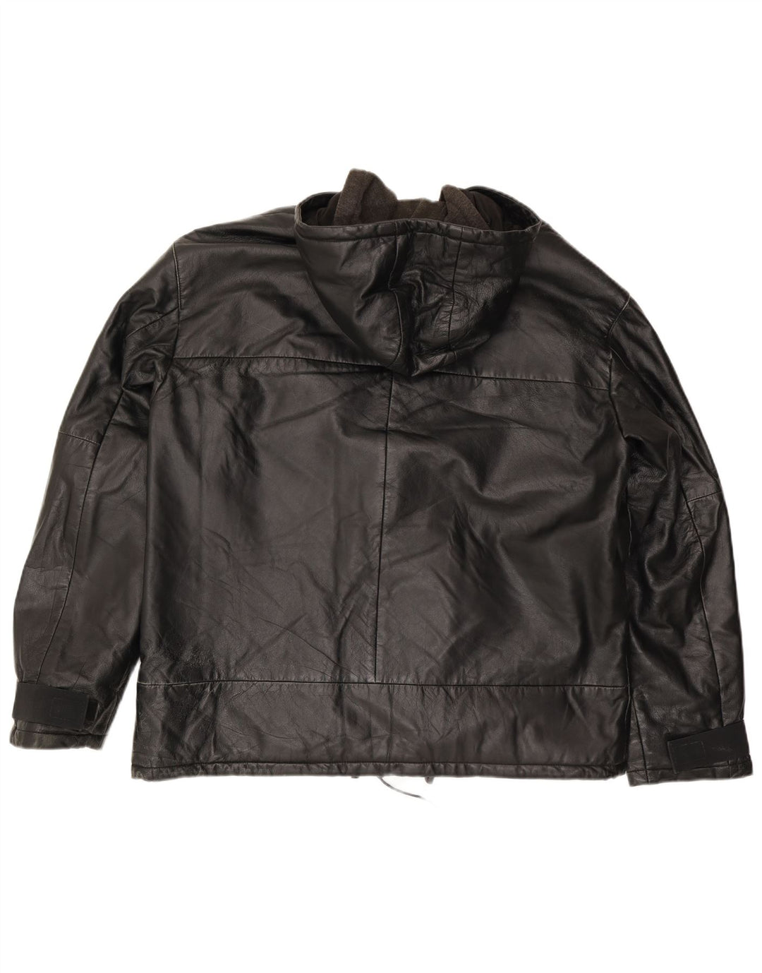 Conbipel Mens Hooded Leather Jacket IT 52 XL Black Leather