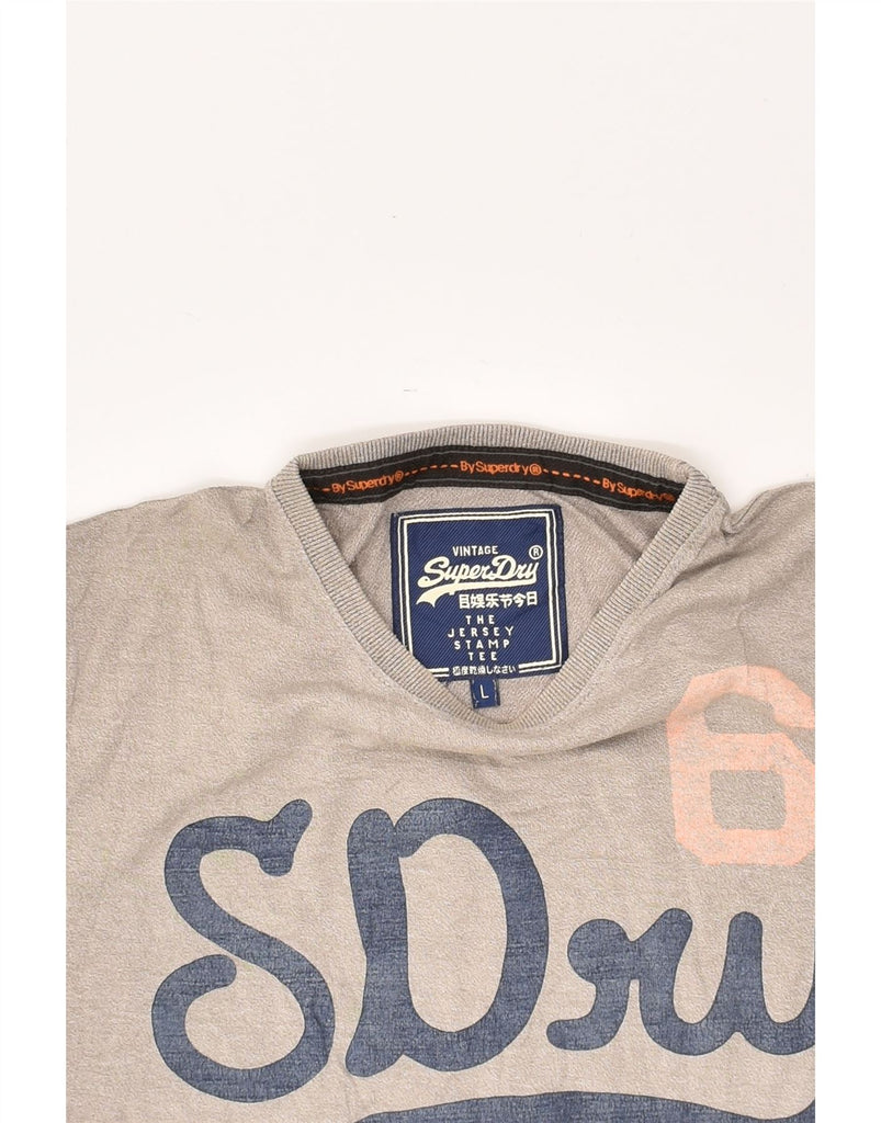 SUPERDRY Mens Graphic T-Shirt Top Large Grey Cotton | Vintage Superdry | Thrift | Second-Hand Superdry | Used Clothing | Messina Hembry 