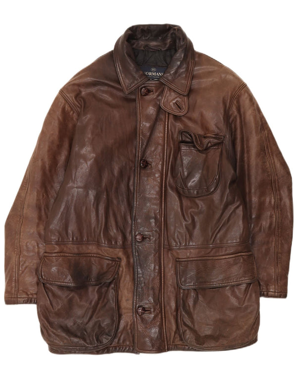 Vintage Mens Leather Jacket IT 50 Large Brown Leather