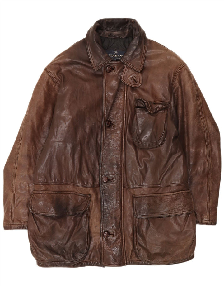 Vintage Mens Leather Jacket IT 50 Large Brown Leather