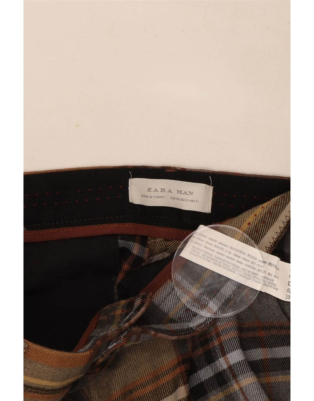 Zara Mens Slim Chino Trousers EU 40 Medium W31 L33 Multicoloured Plaid