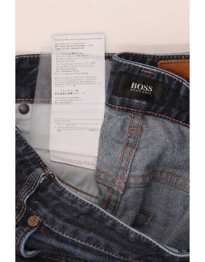 Hugo Boss Mens Straight Jeans W32 L32 Navy Blue Cotton